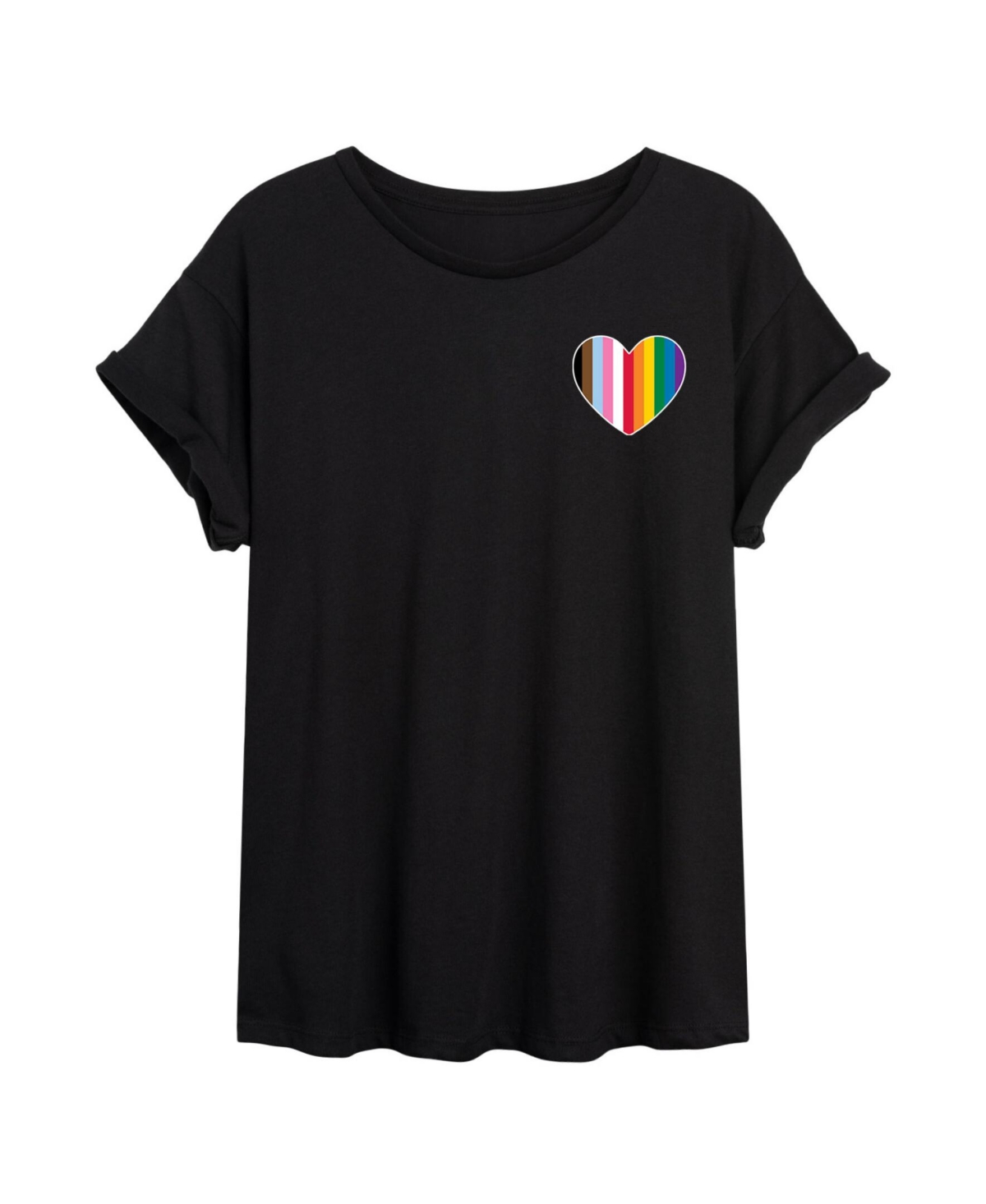 Trendy Juniors Lgbtq Heart Graphic Oversized Tee - Black