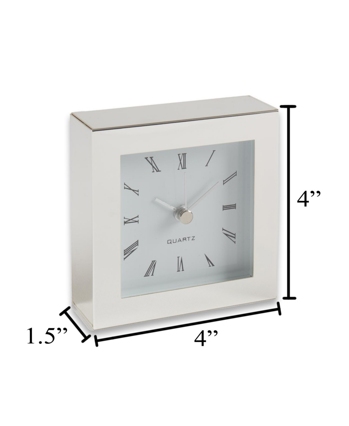 Bey-berk Small Square Plated Clock In Silver