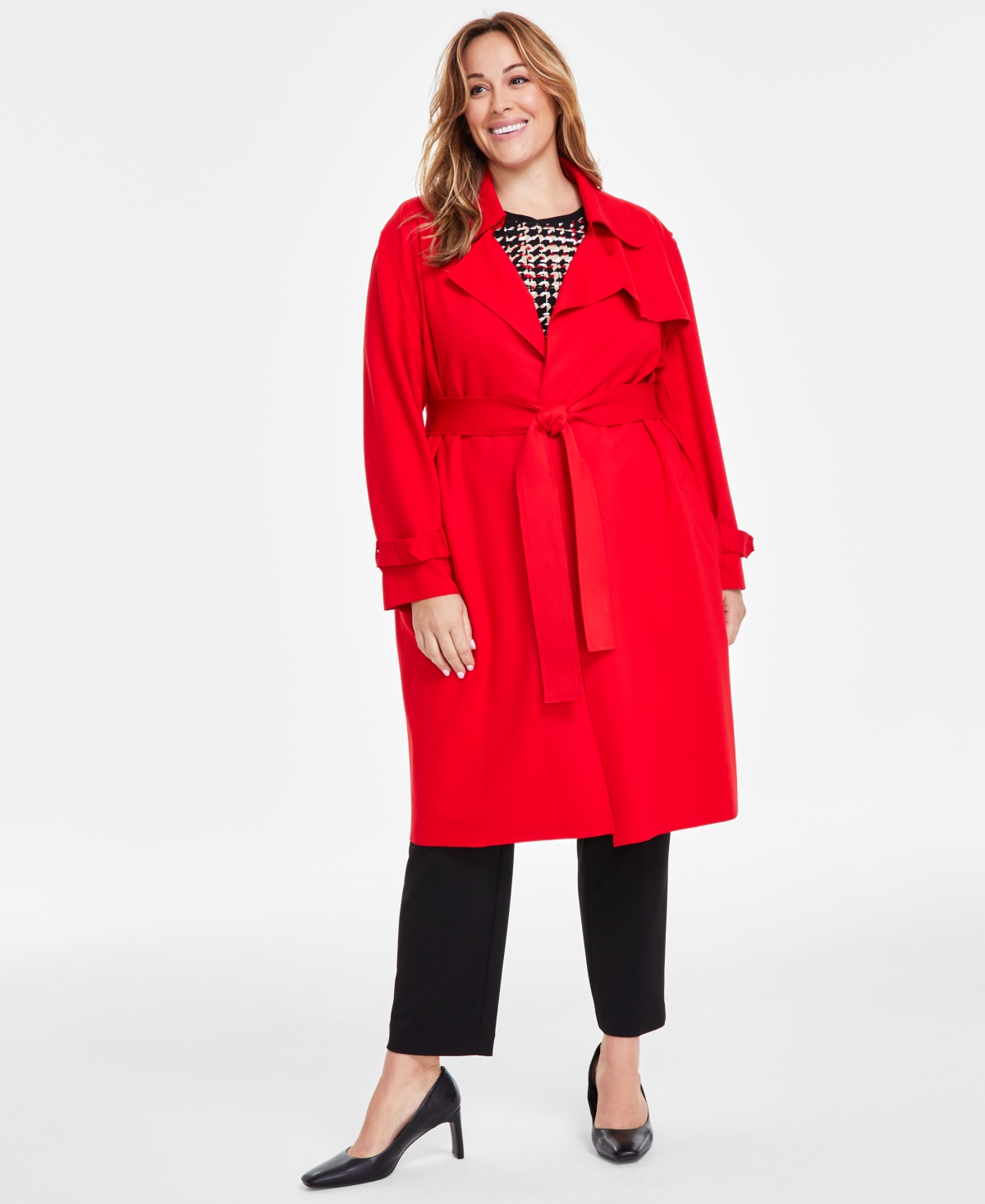 Anne Klein Plus Size Classic Belted Trench Coat