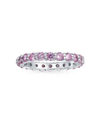 Cubic Zirconia Stackable CZ Eternity Thin 3MM  Band Ring Sterling Silver