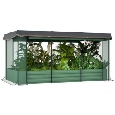 Galvanized Steel Raised Garden Bed with Crop Cage and Shade Cloth
