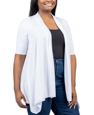 Plus Size Elbow Length Open Front Cardigan Sweater