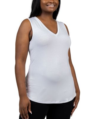 Plus Size V-Neck Sleeveless Rounded Hemline Top