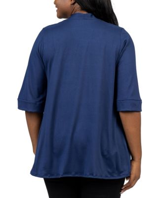 Plus Size Elbow Length Open Front Cardigan Sweater