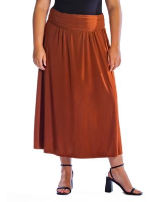 Plus Size Foldover Maxi Skirt With Pockets