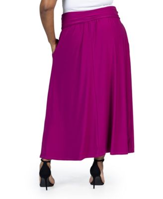 Plus Size Foldover Maxi Skirt With Pockets
