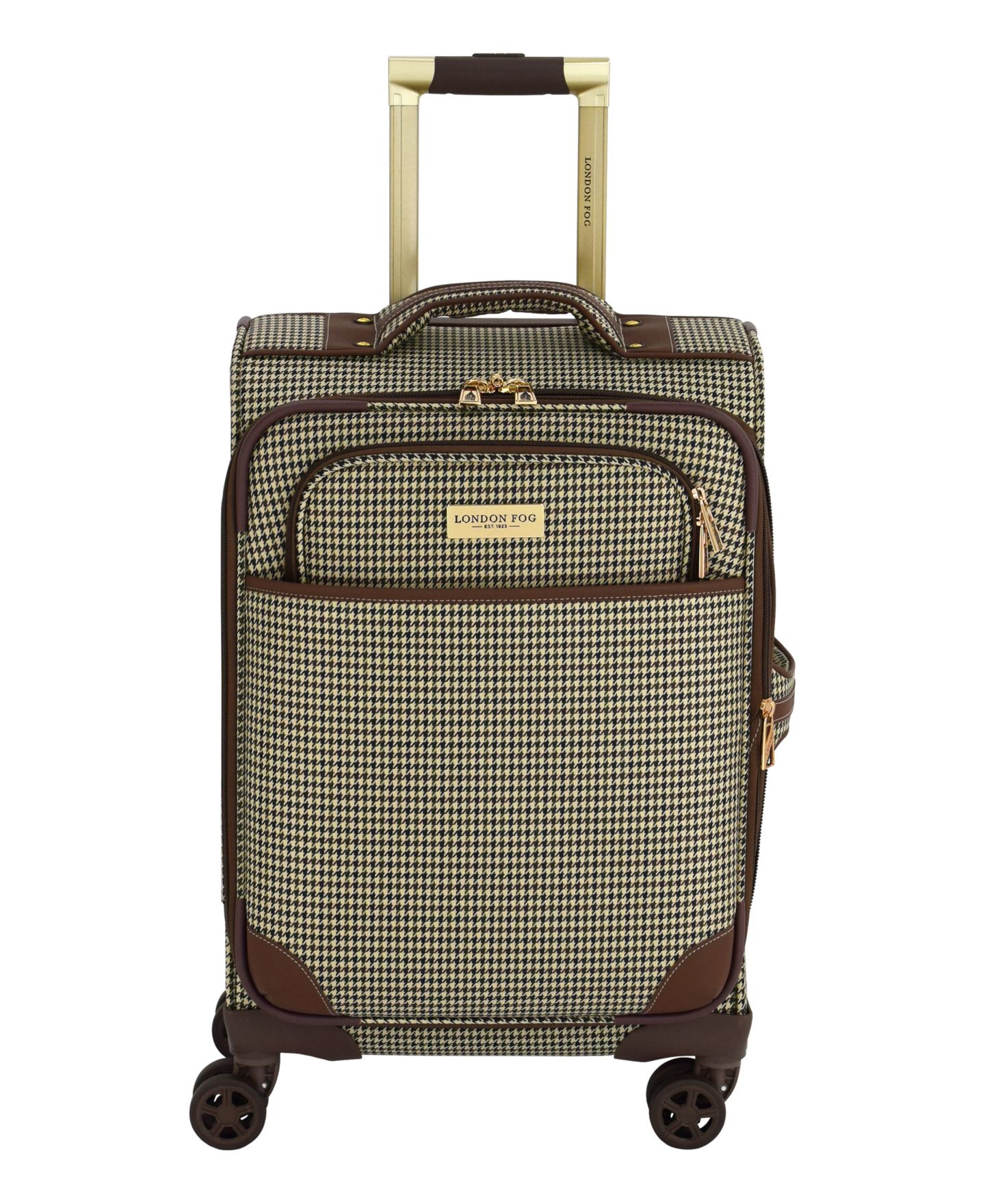 Чемодан London Fog Cambridge Small Carry-on Spinner, цвет: Чёрный белая гусиная лапка — фото 12