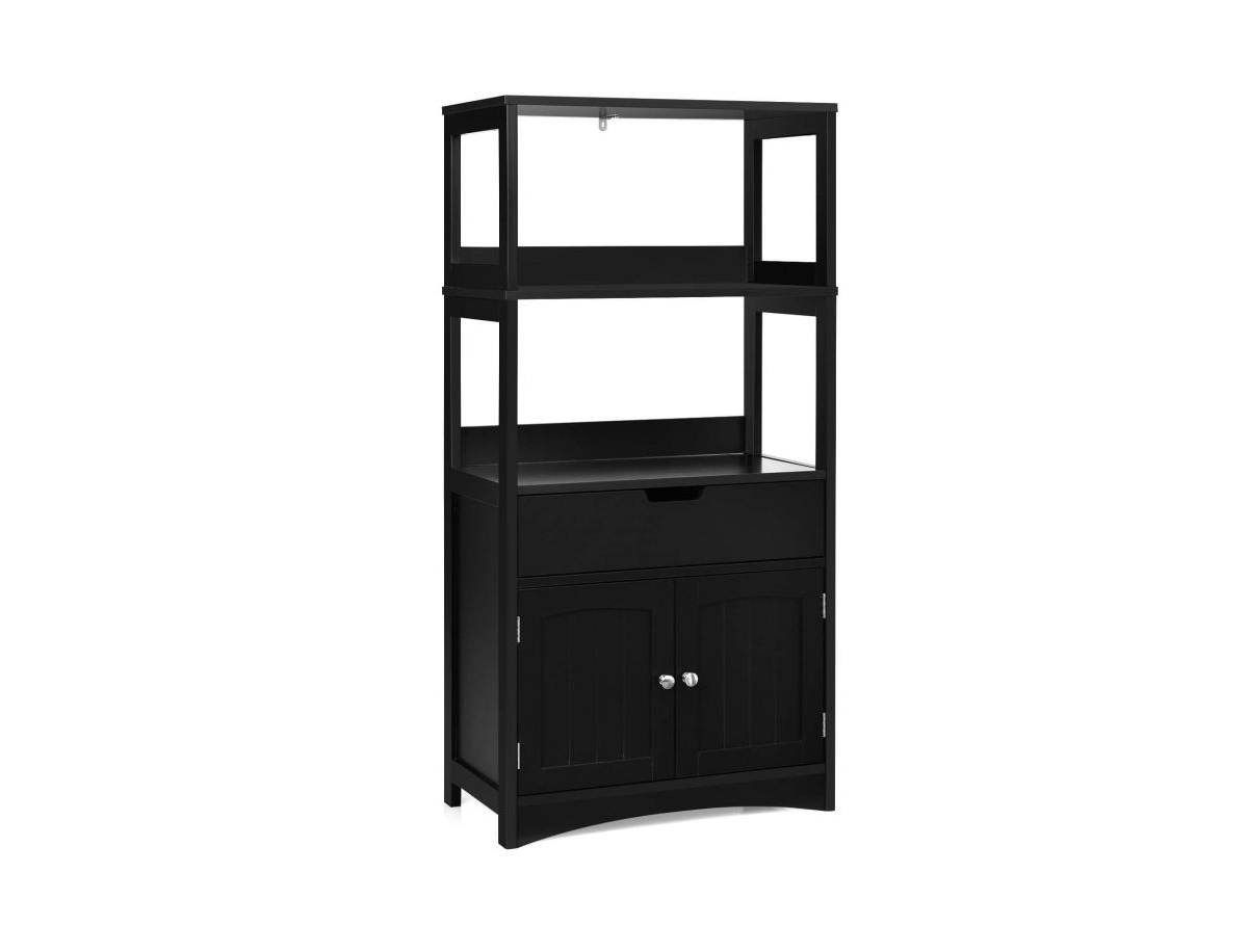 Bathroom Storage Cabinet with Drawer and Shelf Floor Cabinet - Black