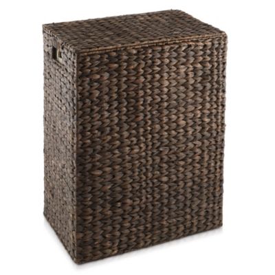 Large Laundry Hamper with Lid and Removable Liner Bag - Natural, Woven Water Hyacinth Laundry Basket for Clothes