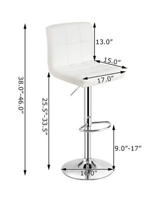 Armless PU Leather Bar Stool with Adjustable Height and Swivel Seat