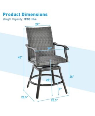 2 Pieces Patio Swivel Bar Chair Set with Quick Dry 4D Air Fiber Cushion