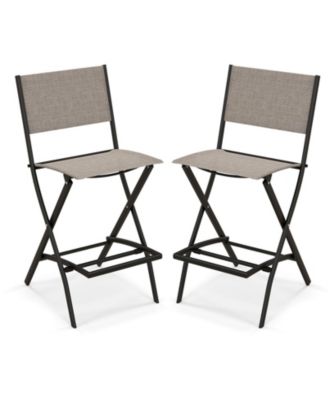 Folding Bar Stools Set of 2 Backrest Humanized Footrest