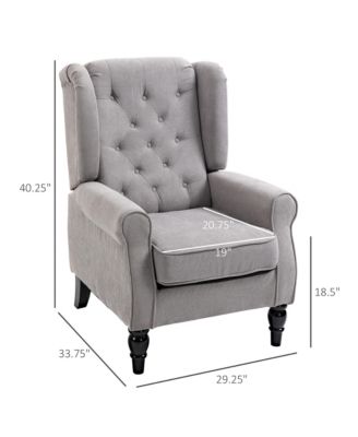 Button-Tufted Accent Chair with High Wingback, Rounded Cushioned Armrests
