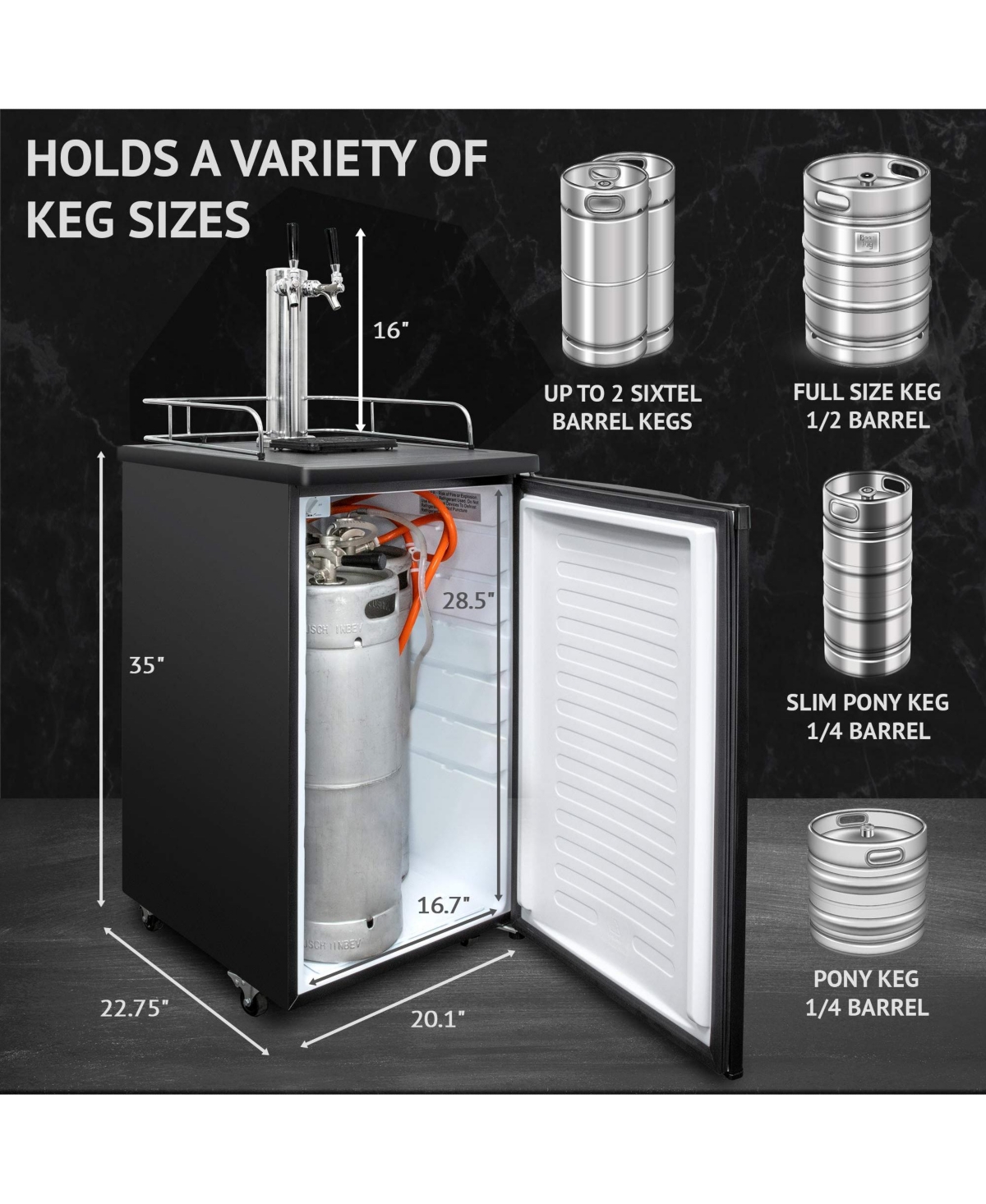 Ivation Full Dual Tap Draft Beer Dispenser -- Black