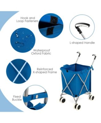 Folding Shopping Utility Cart with Water-Resistant Removable Canvas Bag