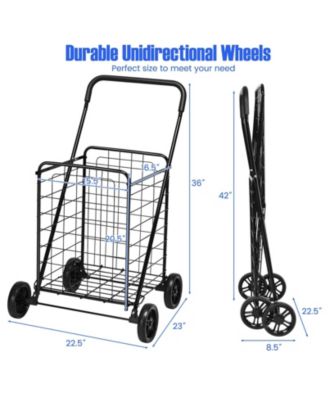 Portable Folding Shopping Cart Utility for Grocery Laundry