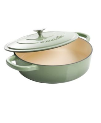 Artisan 5 Quart Cast Iron Braiser Everyday Pan With Borasilicate Lid - Red