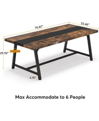6FT Rectangle Conference Table, 70.87 Inches Long Meeting Table for Conference Room, Vintage Wood Office Executive Desk for 6 People