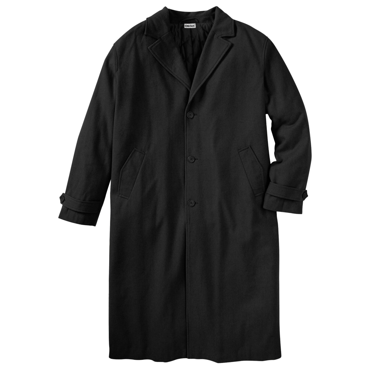 Big & Tall Wool-Blend Long Overcoat - Charcoal herringbone