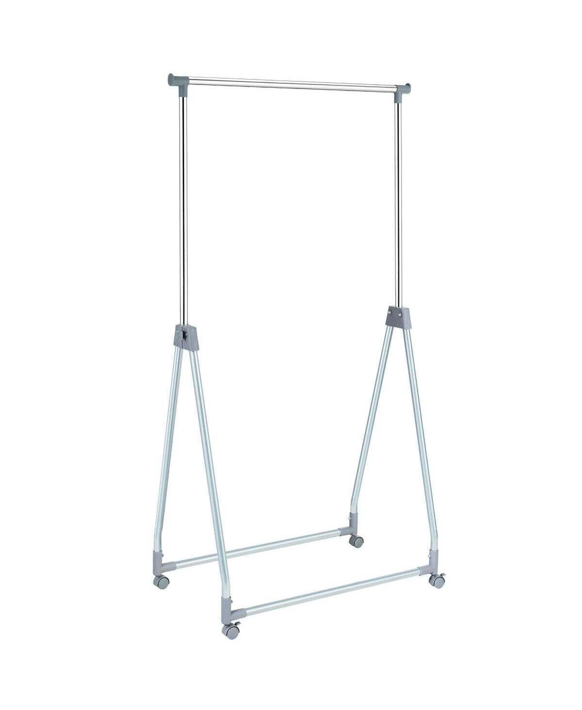 Extendable Foldable Heavy Duty Clothing Rack with Hanging Rod - Silver