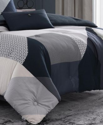 Geo Fusion 200-Thread Count Cotton Sateen 5-Pc. Reversible Comforter Set, King