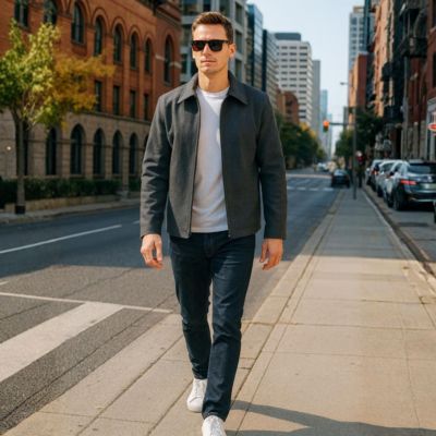 Men's Grant 28" Open Bottom Jacket Wool Blend JD Bomber Zippered Jacket