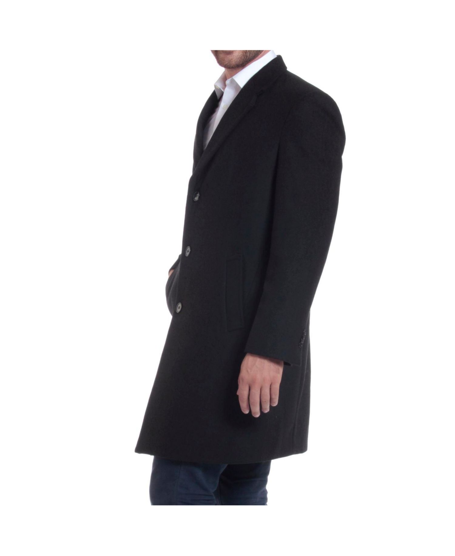 Men's Luke Wool Tailored 37" Walker Jacket Top Coat Car Coat Overcoat