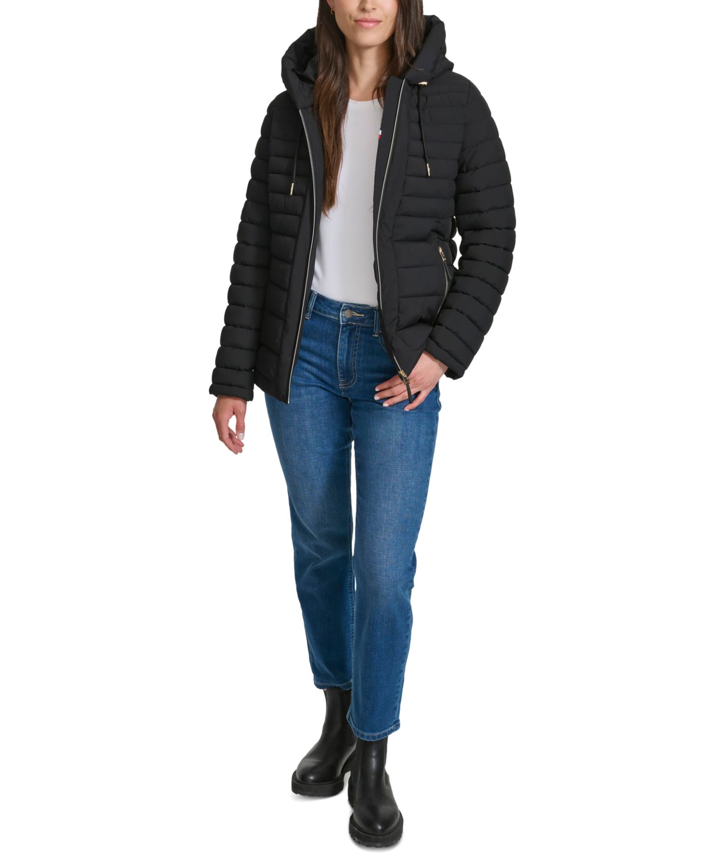 Женская куртка Tommy Hilfiger Hooded Packable Puffer, цвет: Чёрный — фото 6
