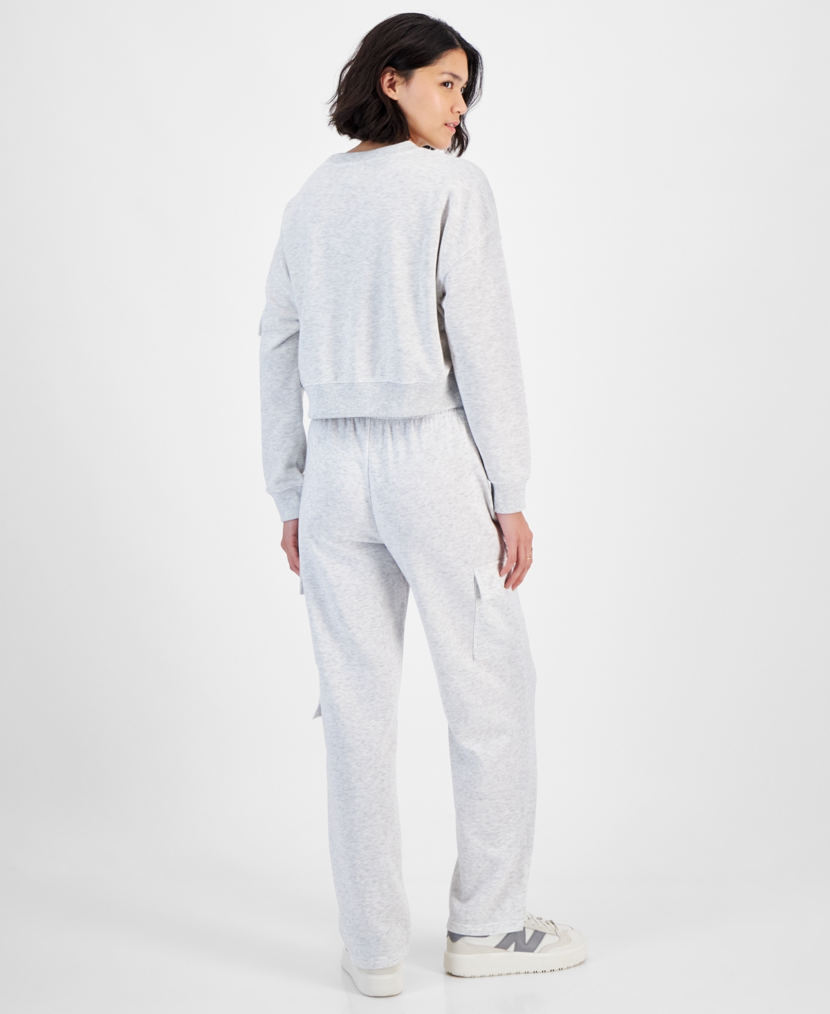 Hippie Rose Juniors' Crewneck Cargo Fleece Sweatshirt