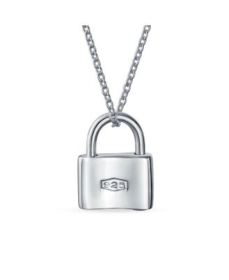 Functional Lock Pendant Charm Lovers Padlock Necklace Gold Plated Sterling Silver 16 Inch