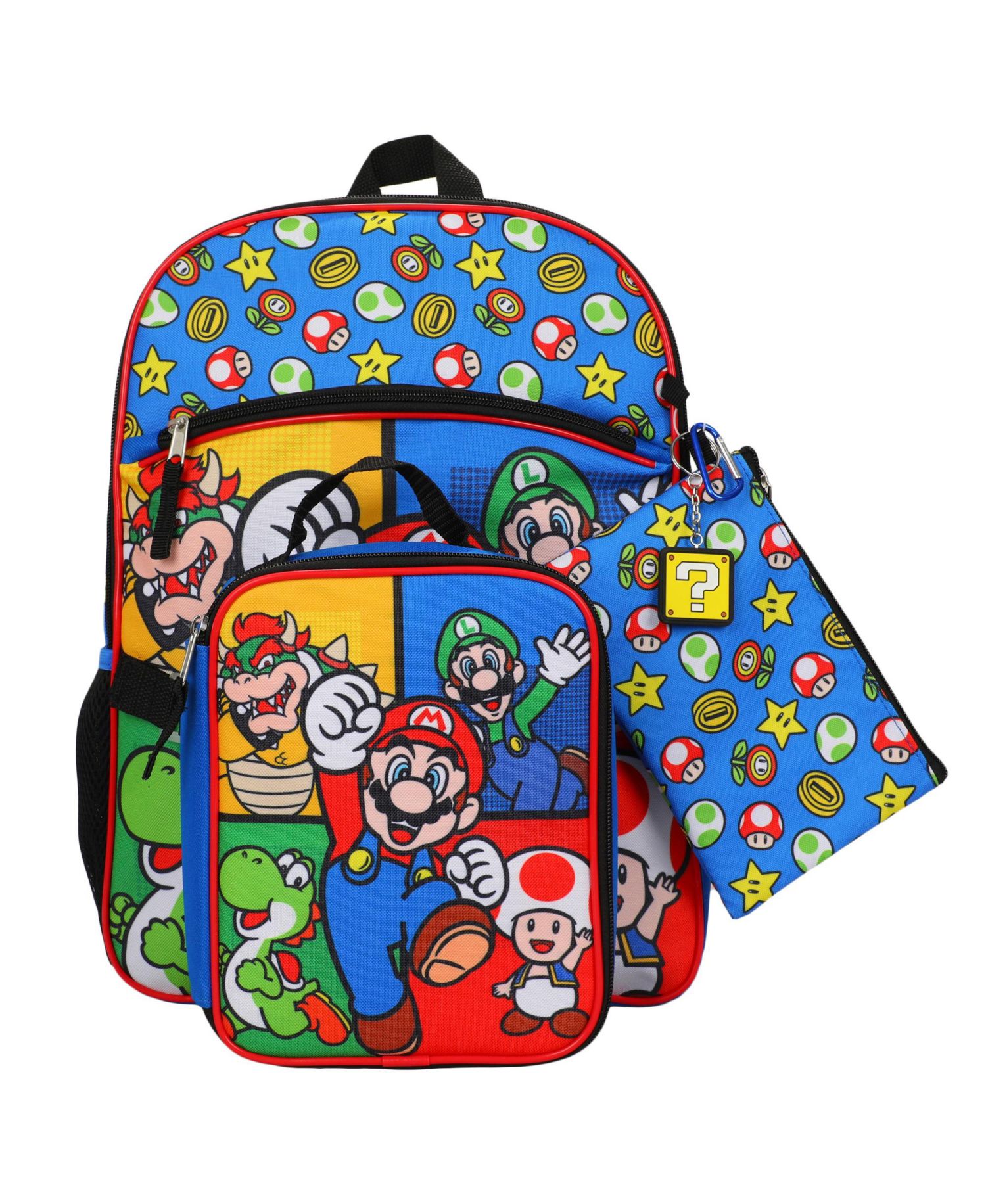 Bros Characters and Power Ups 16 Inch Youth 5 Piece Backpack Set