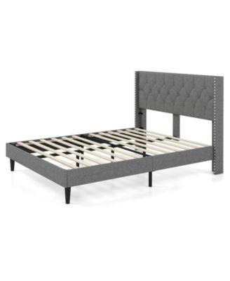 Full Size Upholstered Platform Bed with Button Tufted Headboard-Full Size