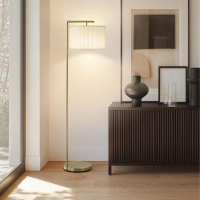 Montage Modern 60" LED Arc Floor Lamp with Pleated Fabric Shade