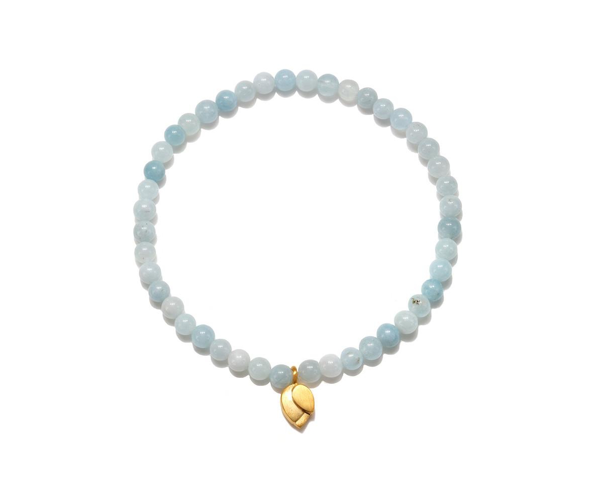 Tranquil Journey Lotus Aquamarine Gemstone Bracelet - Blue