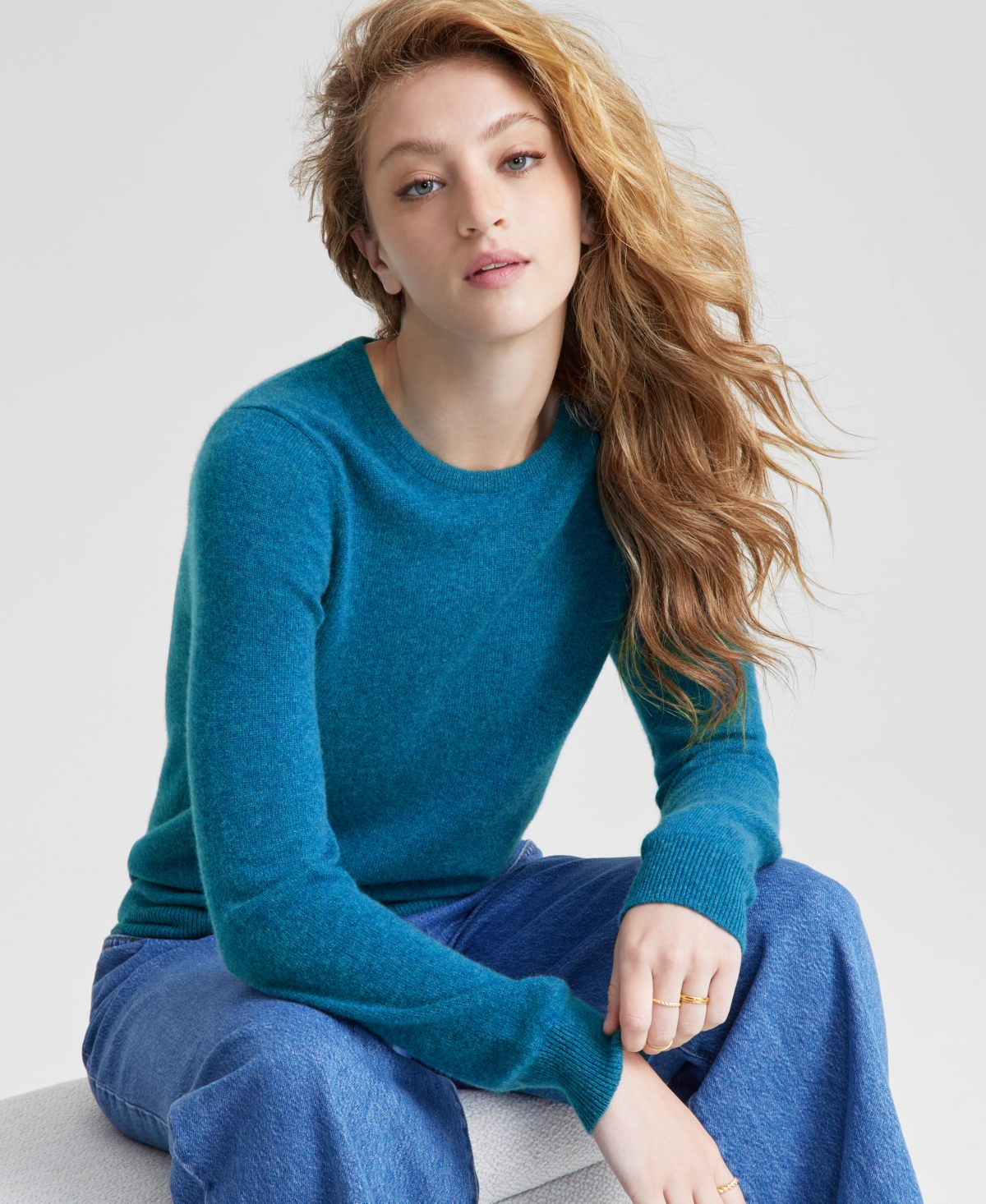 Charter Club 100 Cashmere Women s Long Sleeve Crewneck Sweater Regular Petites Created for Macy s Coral Blaze Smart Closet
