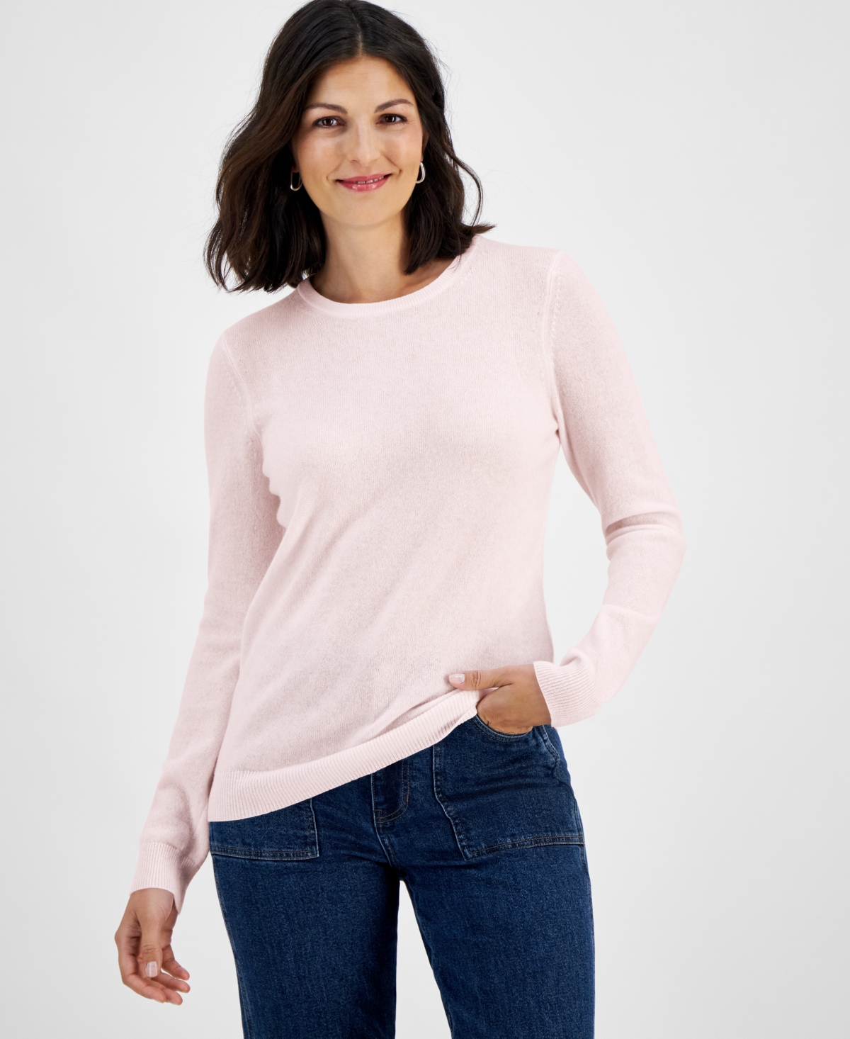 Charter Club 100% Cashmere Women's Long-sleeve Crewneck Sweater, Created For Macy's In Delicacy