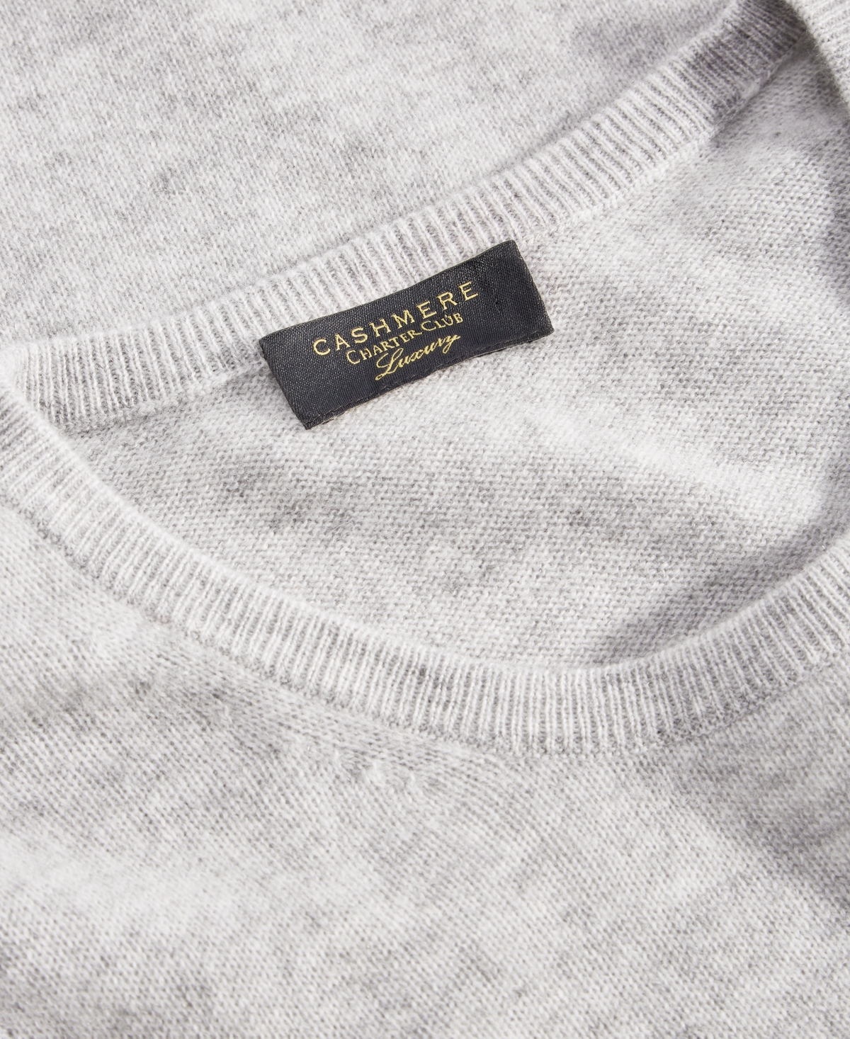 Charter Club 100% Cashmere Women's Petite Long-sleeve Crewneck Sweater, Created For Macy's In Ice Grey Heather