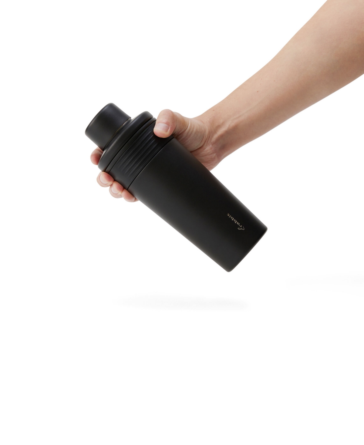Rabbit 18 oz Stainless Steel Cocktail Shaker, Multi-use Stainless Steel Topper With 1.5 oz Shot Cap And Str In Black