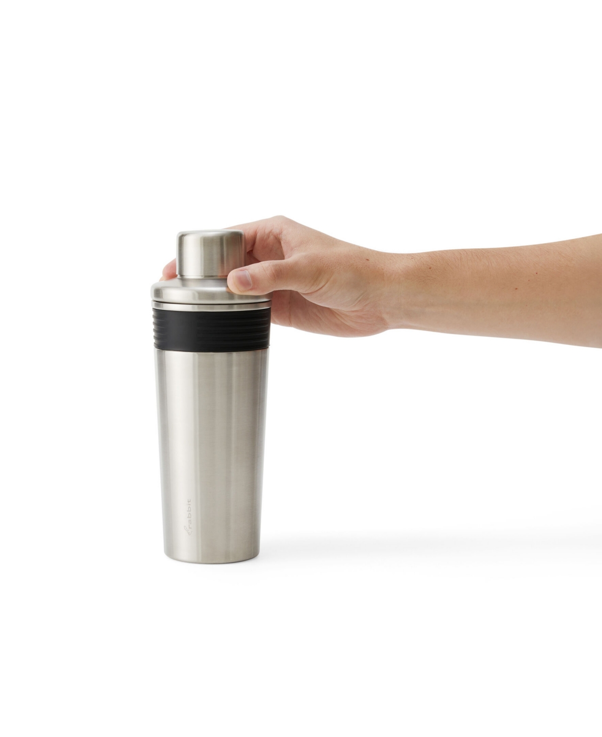 Shop Rabbit 18 oz Double Insulated Stainless Steel Cocktail Shaker With 1.5 oz Shot Cap And Strainer In Silver