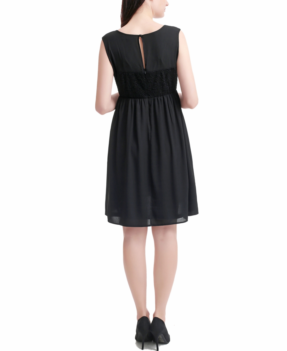 kimi + kai Maternity Lace & Mesh Skater Dress