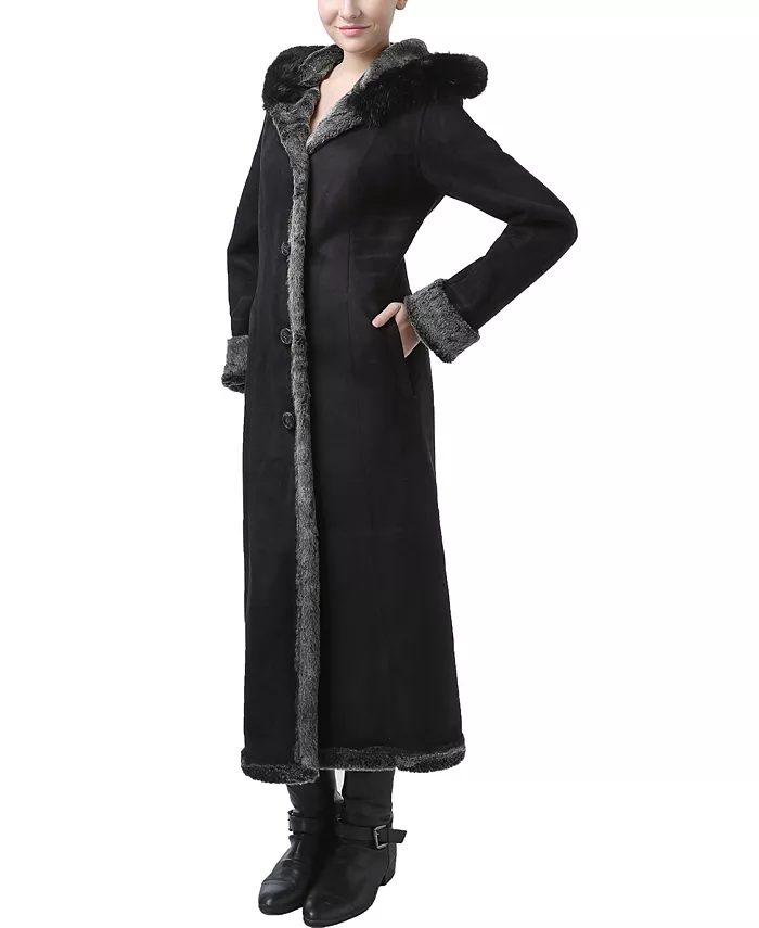 Women's Gianna Hooded Faux Shearling Long Coat - thumbnail 3