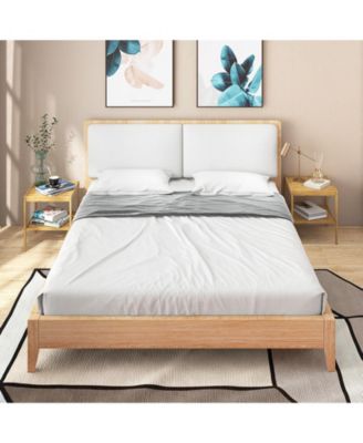 2 Pieces 2-Tier Bamboo Nightstand for Living Room Bedroom