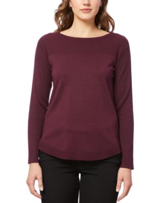 Women's Petite Boat Neck Long-Sleeve Sweater