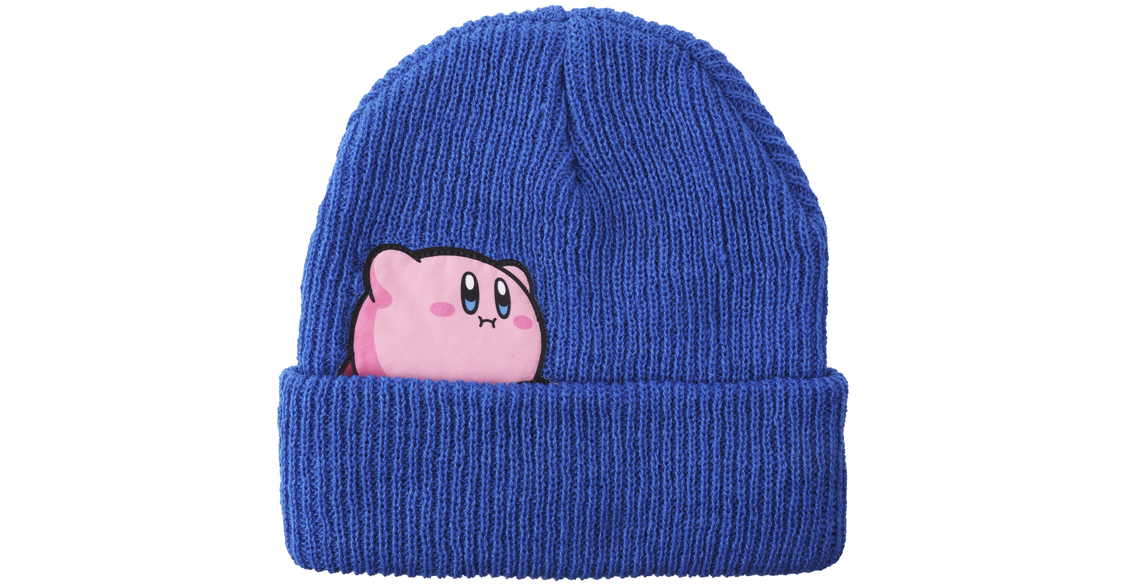Kirby's Dream Land Men's Kirby Snack Time Royal Blue Cuffed Plain Skull Acrylic Knitted Beanie Hat