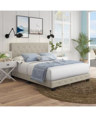Chloe Linen Upholstered Platform Bed Frame with Adjustable Headboard - Boyd Sleep