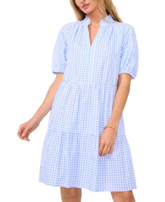 CeCe - Women's Short-Sleeve Gingham Babydoll Dress