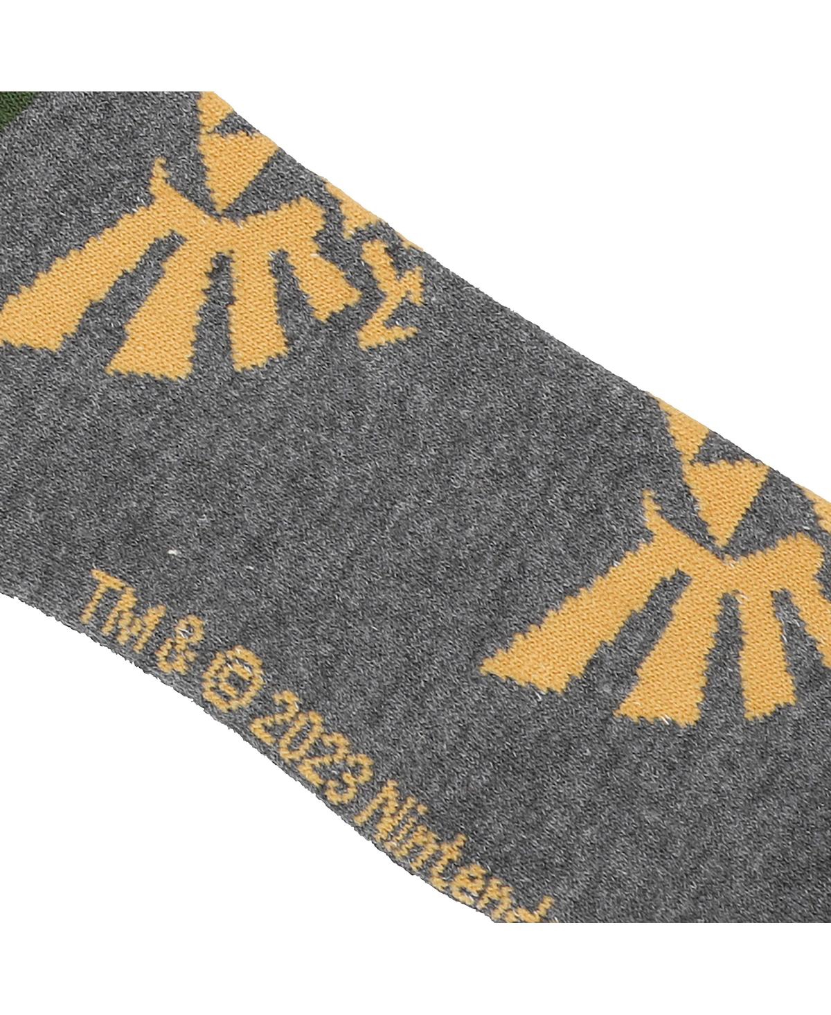 The Legend of Zelda Men's Legend of Zelda Triforce Icon on Olive and Gray Casual Crew Socks