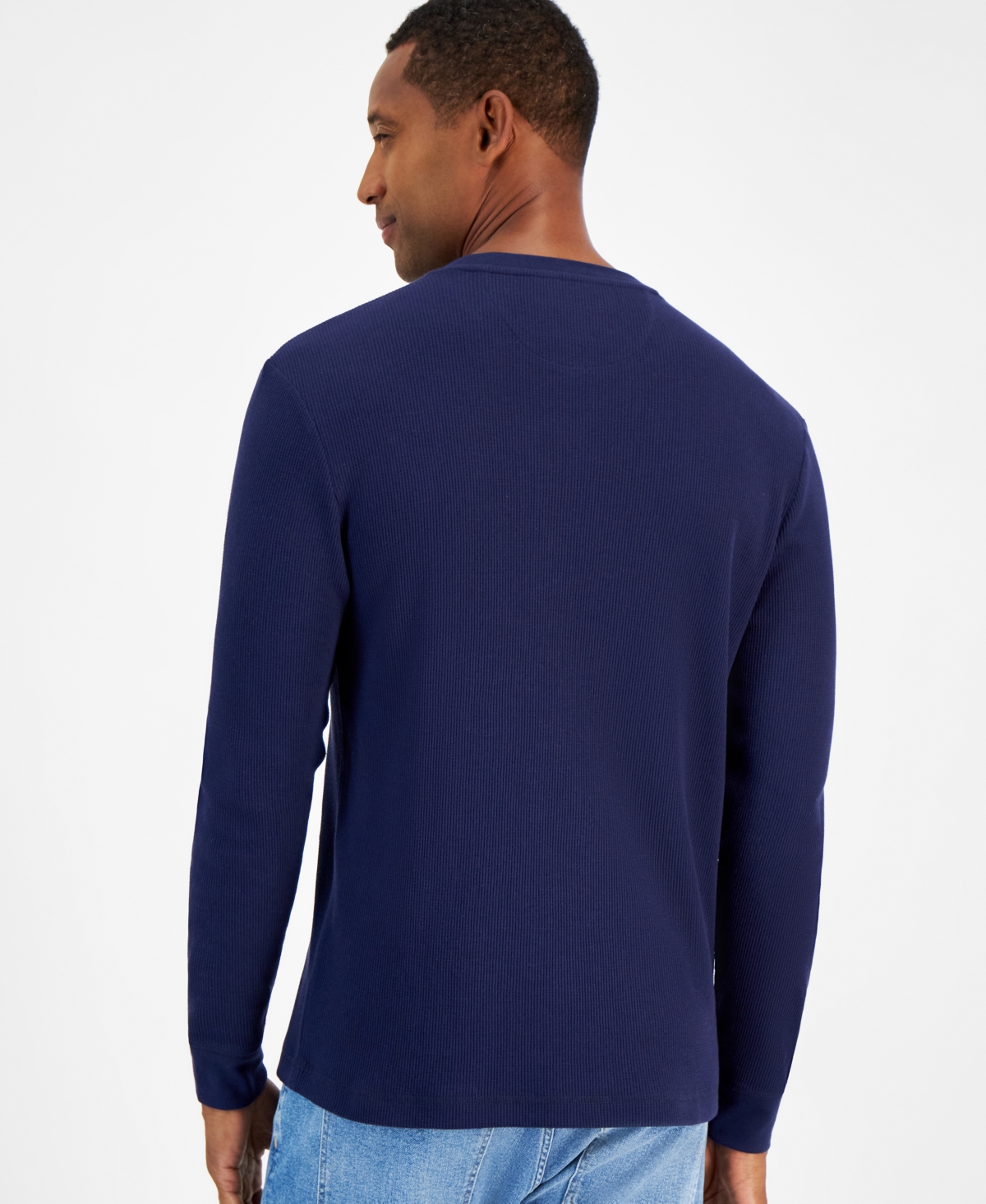 Club Room Men's Thermal Long-Sleeve Ribbed Crewneck Sweater, Created for Macy's