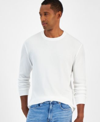 Men's Thermal Long-Sleeve Ribbed Crewneck Sweater, Created for Macy's