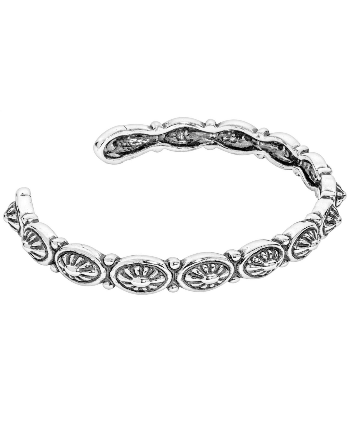 American West Sterling Silver Concha Slim Cuff Bracelet Size Small - Large - Sterling silver